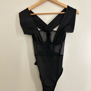 Rave Wonderland Black Mesh Bodysuit